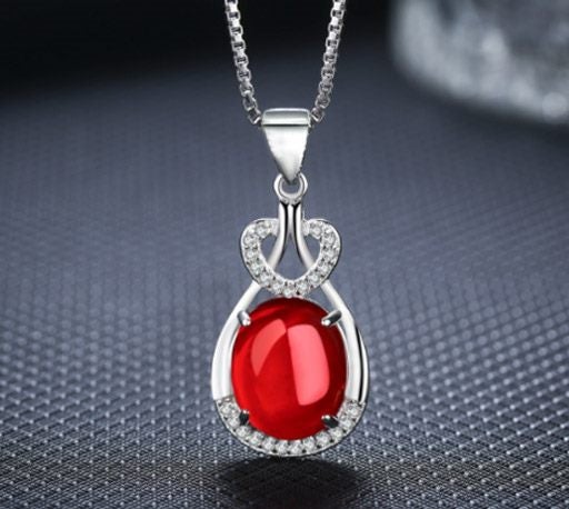 Onyx Pendant Necklace 18KGP White Gold Carousel 1
