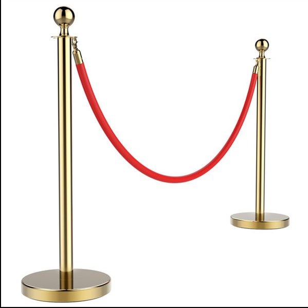 Crowd Control Queue Belt Barrier Fence/ Adjustable/ gold brass/ Isolation 1 pair Carousel 1