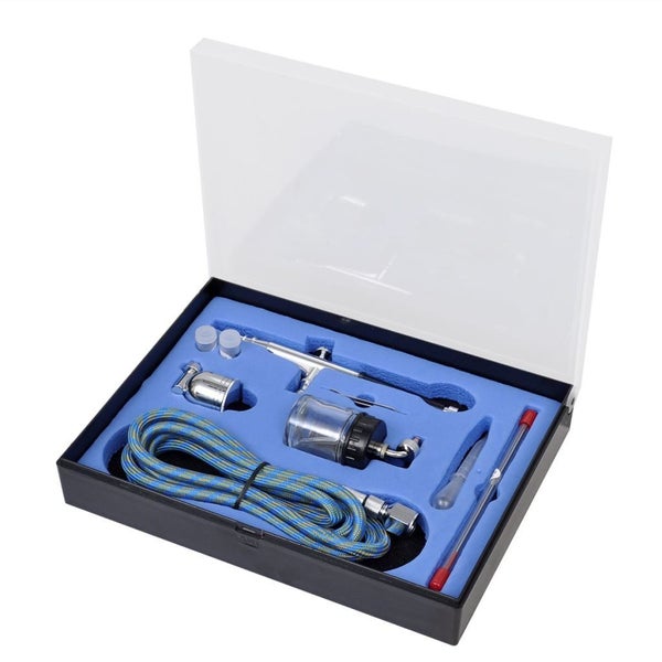 vidaXL Airbrush Set with Glass Jar 0.2 / 0.3 / 0.5 mm Nozzles Carousel 2