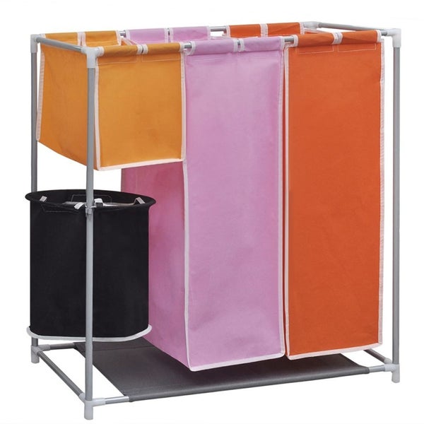 vidaXL 3-Section Laundry Sorter Hamper with a Washing Bin Carousel 1
