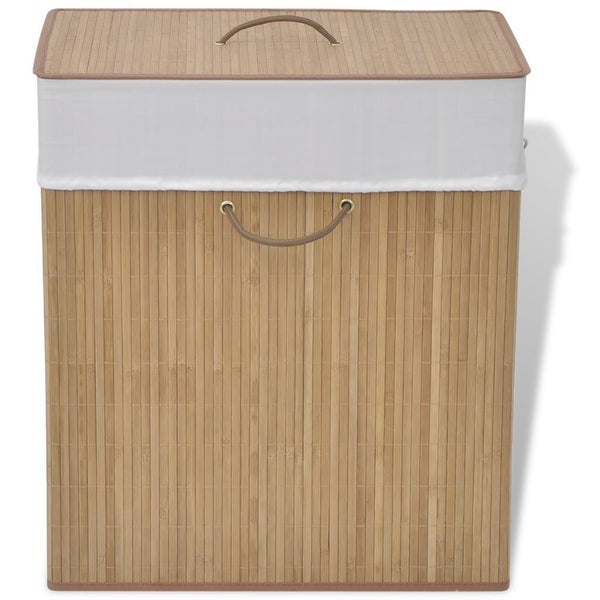vidaXL Bamboo Laundry Bin Rectangular Natural Carousel 1