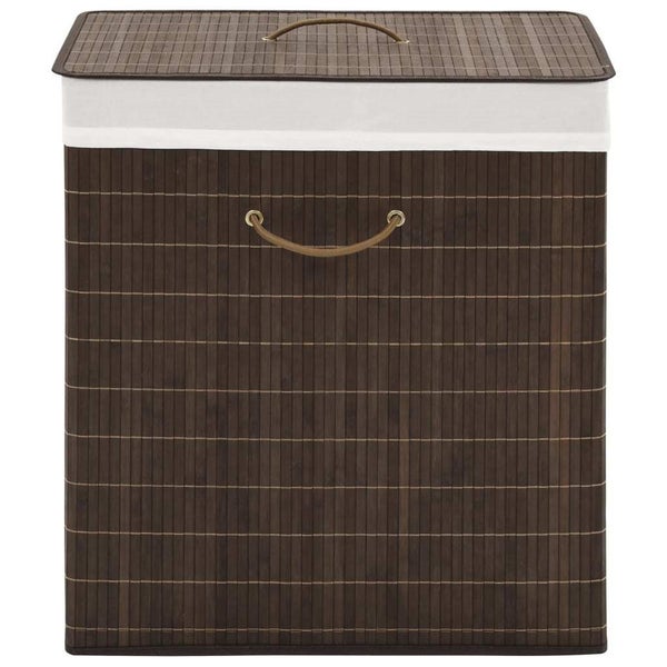 vidaXL Bamboo Laundry Bin Rectangular Dark Brown Carousel 1