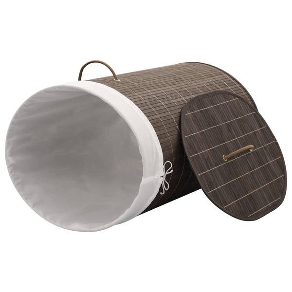 vidaXL Bamboo Laundry Bin Oval Dark Brown Carousel 6