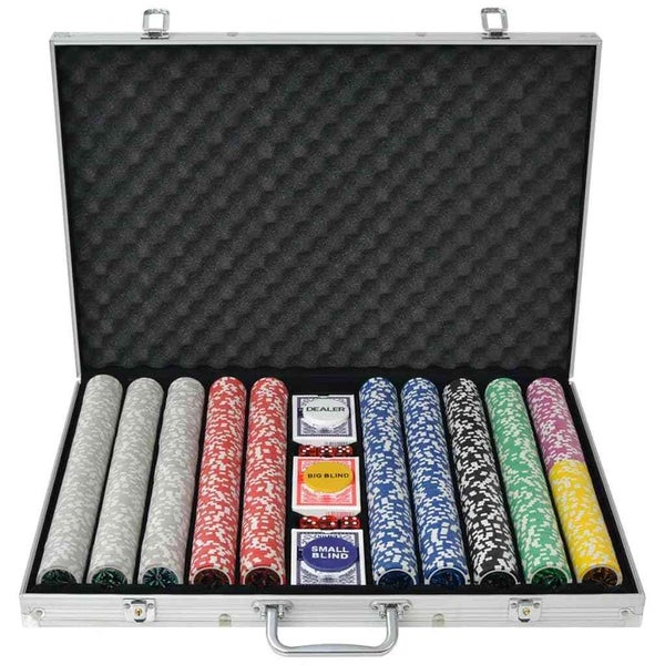 vidaXL Poker Set with 1000 Laser Chips Aluminium Carousel 1