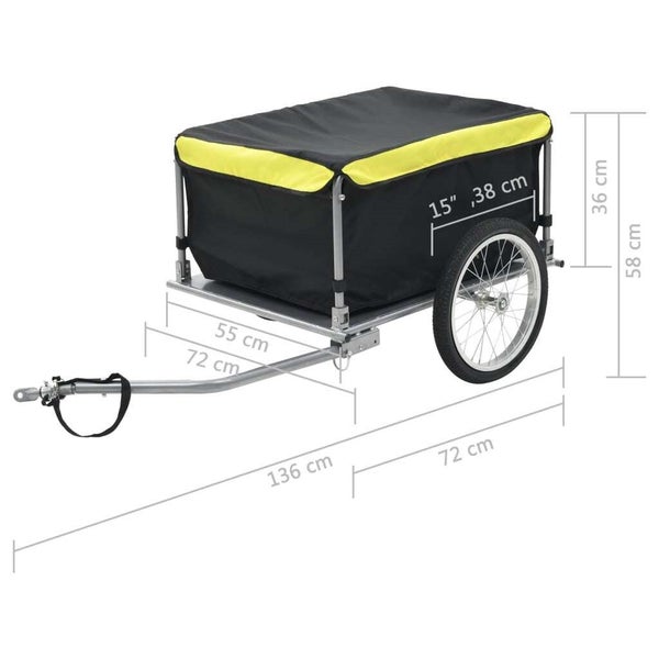 vidaXL Bike Cargo Trailer Black and Yellow 65 kg Carousel 6