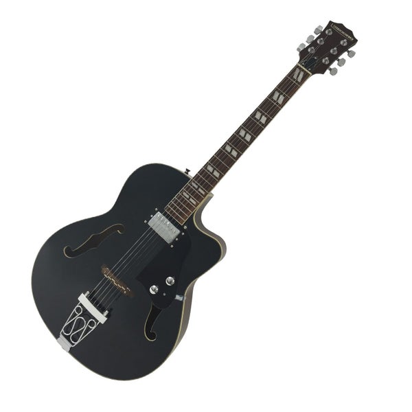 ELECTRIC GUITAR HOLLOW BODY - BLACK - CLEARANCE PRICE - FREE SHIPPING Carousel 1