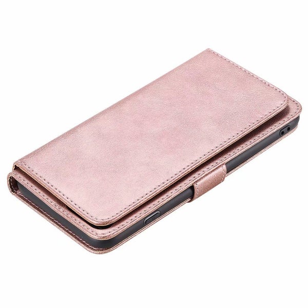 Moto g62 5g case PU leather retro style 10 card triple wallet rose gold Carousel 8