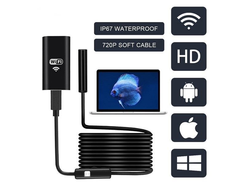 8LED 1200P WiFi Endoscope Borescope Snake Inspection Camera For iPhone Android Carousel 2