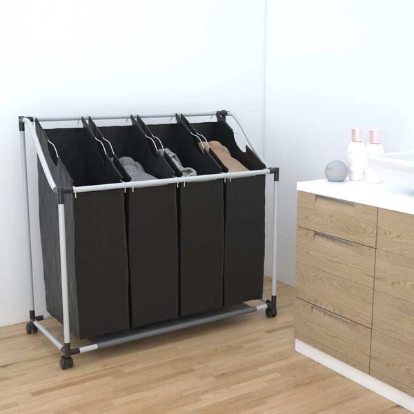 Laundry sorter with 4 bags black grey Carousel 1