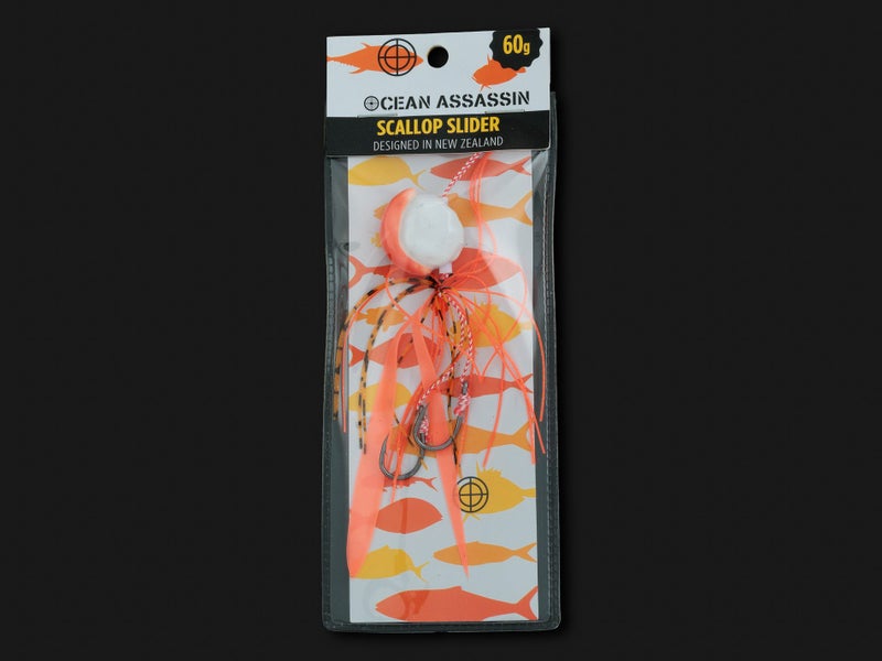 OCEAN ASSASSIN 60g Scallop Slider Fishing Lure - 2 Hook Carousel 1