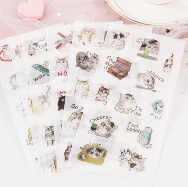Cat's Mood Words Washi Stickers 6 sheets ST354 Carousel 1