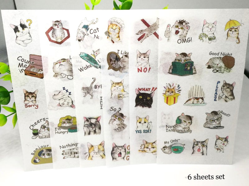 Cat's Mood Words Washi Stickers 6 sheets ST354 Carousel 2