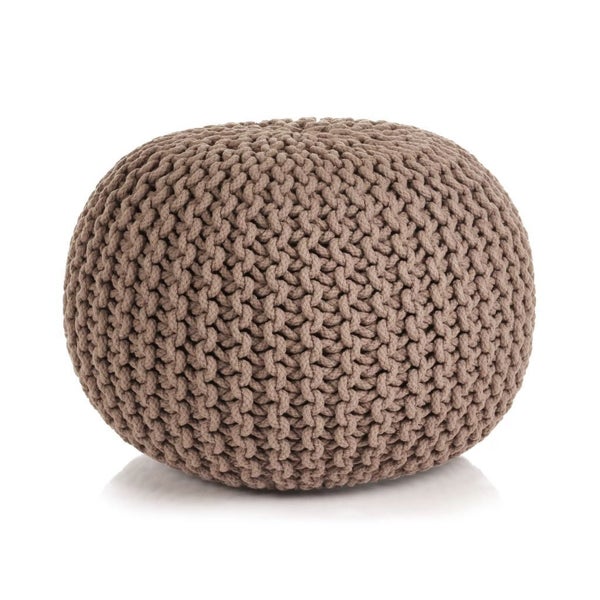vidaXL Hand-Knitted Pouffe Cotton 50x35 cm Brown Carousel 1