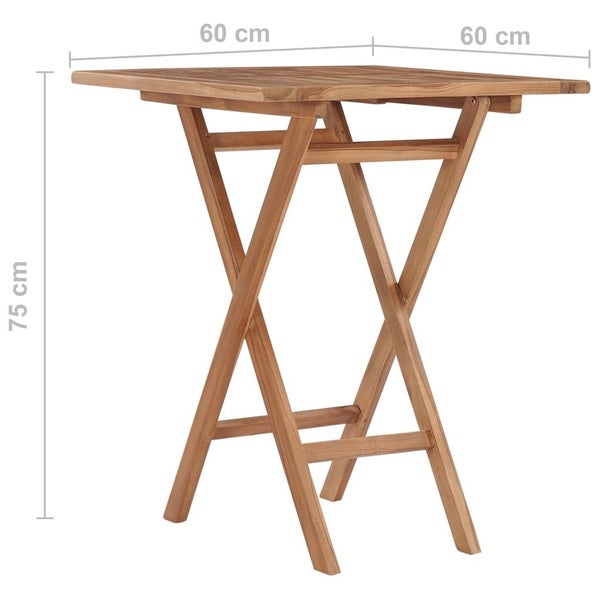 vidaXL Folding Garden Table 60x60x75 cm Solid Teak Wood Carousel 7
