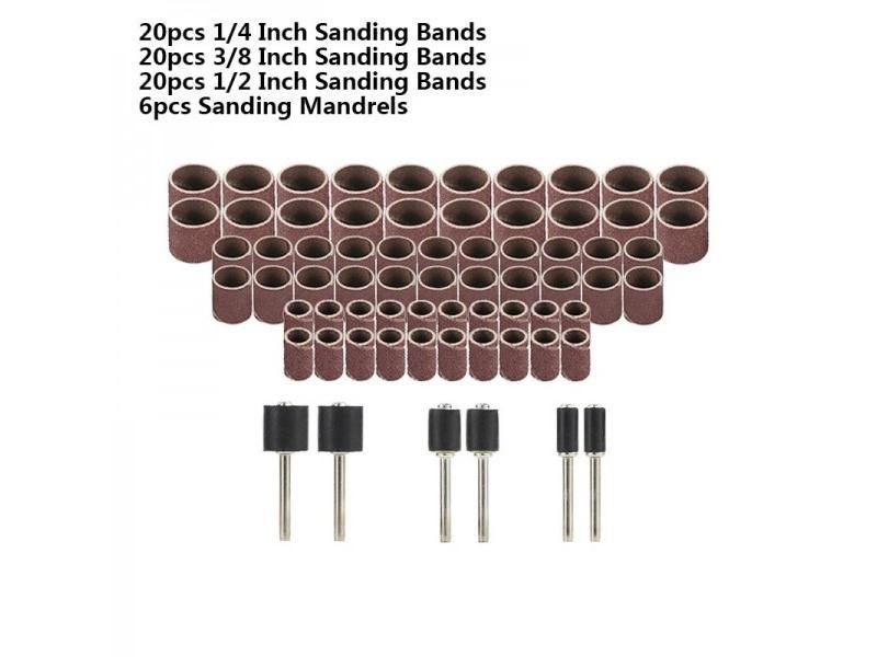 CMCP 66/51pcs Sanding Band 1/4 3/8 1/2 Inch With 3.175mm Shank Sanding Drum Kit Carousel 1