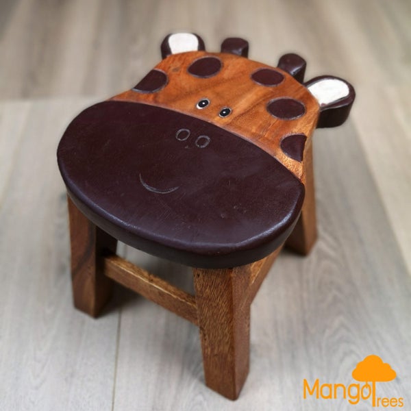 Kids Wooden Stool Giraffe MANGO TREES Children Chair Toldder Step Stool Carousel 1