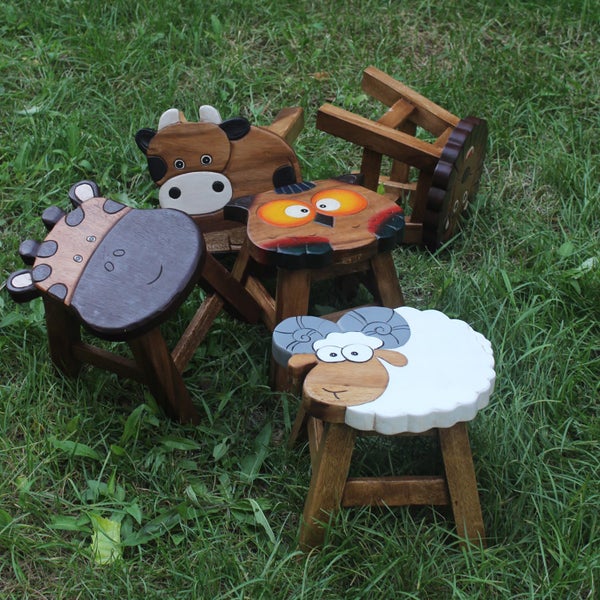 Kids Wooden Stool Giraffe MANGO TREES Children Chair Toldder Step Stool Carousel 9