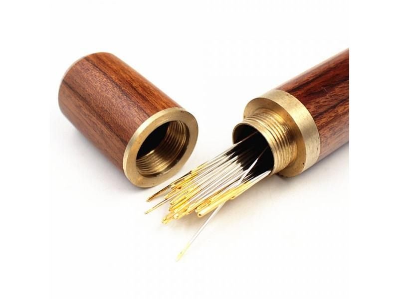 DIY Sewing Needles Holder Storage Tube Wooden Box Hand Sewing Needles Case Carousel 1