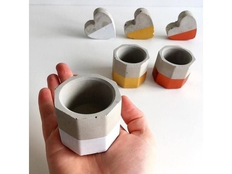 Octagonal Silicone Mold For Concrete Fleshy Flower Pot Candlestick Ceramic Clay Carousel 1