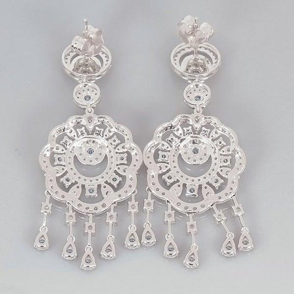 4.08CT DAZZLING NATURAL WHITE & BLUE DIAMONDS 10KT SOLID WHITE GOLD EARRINGS Carousel 5