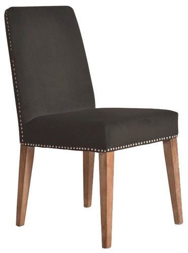 Dining Chair Pascal - Dark Grey Velvet with Antique Studs Carousel 1