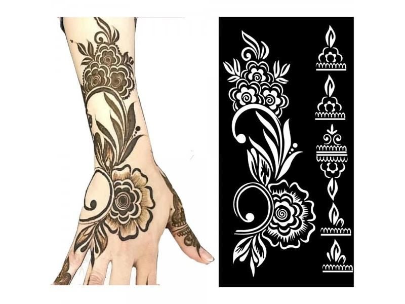 Temporary Tattoo Stencil Henna Hollow Drawing Template Tattoo Fashion Design Carousel 1