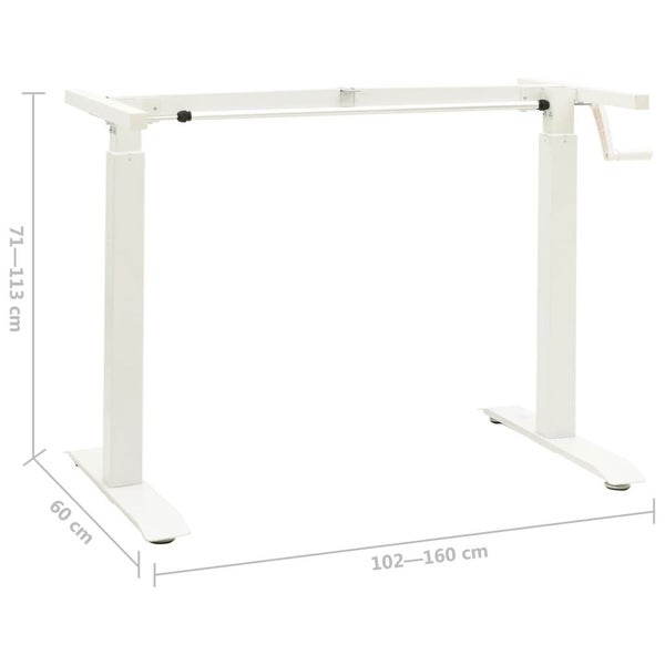 vidaXL Manual Height Adjustable Standing Desk Frame Hand Crank White Carousel 8