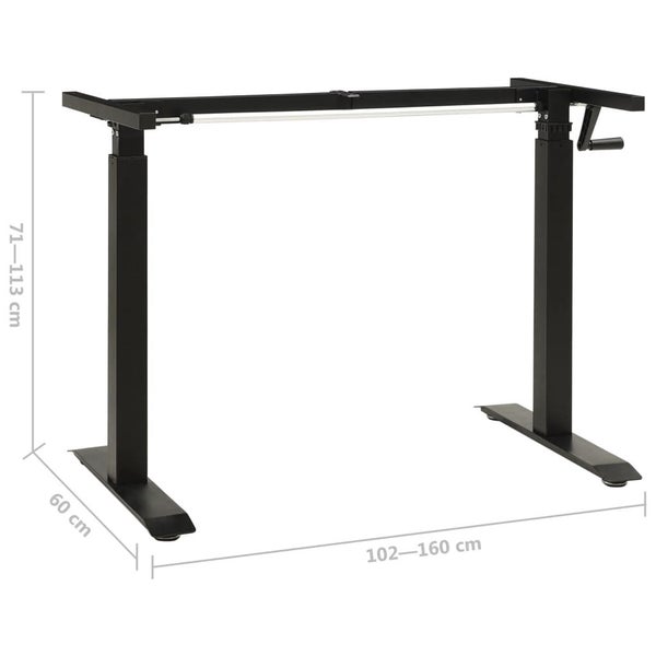 vidaXL Manual Height Adjustable Standing Desk Frame Hand Crank Black Carousel 8