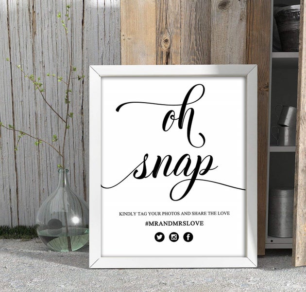 Wedding Sign Wedding Decor Custom Social Media Sign Wedding décor Party Print Carousel 1