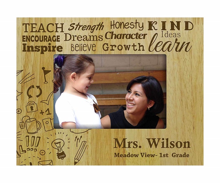 Personalized Teachers Day Gift Wood Engraved Picture Frame Customizable Gift Carousel 1
