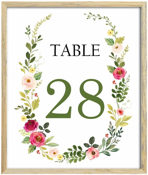 Table Numbers Calligraphy Floral Oval Wreath Elegent Table Cards Decor Carousel 4