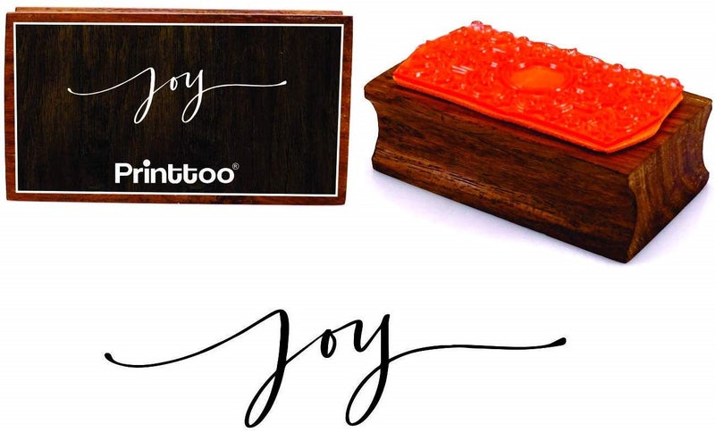 Printtoo Joy Calligraphy Rectangular Wooden Rubber Stamp Block Scrap-Booking Carousel 1