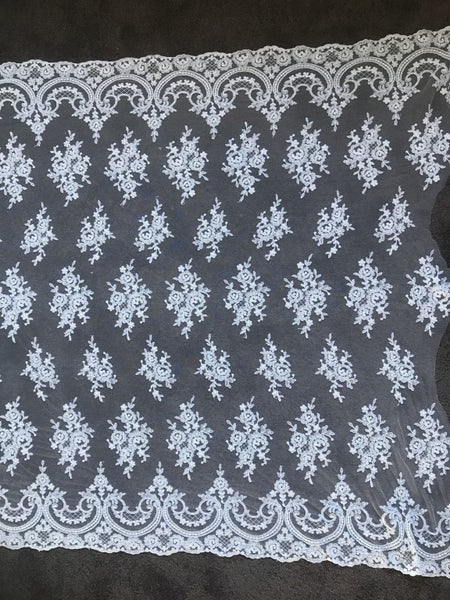 Ivory Hand Beaded bridal lace by the metre Carousel 8