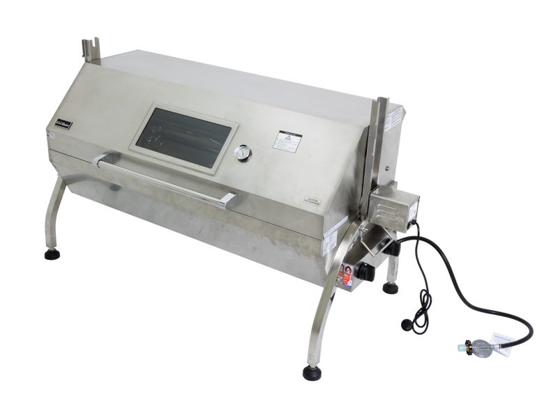 Spit Roaster BBQ with Window & Hood - Gas Barbeque Grill - Rotisserie Barbecue Carousel 1