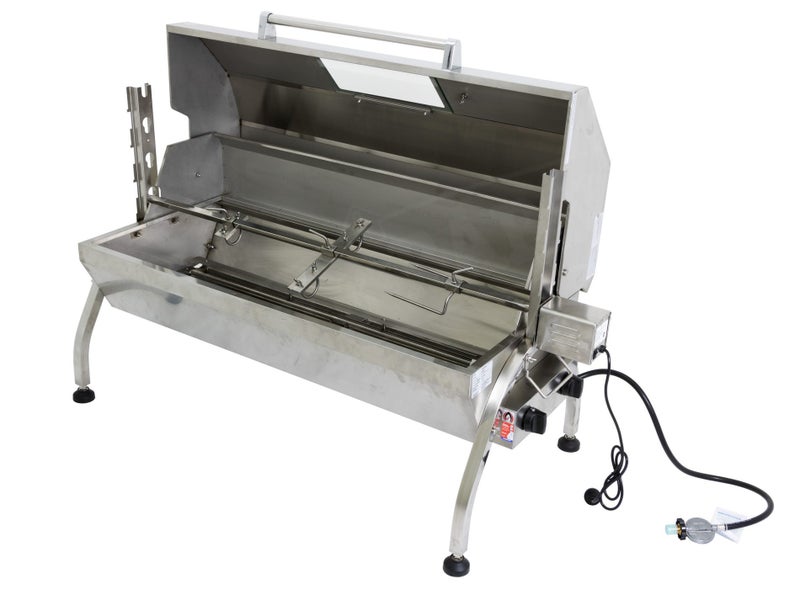 Spit Roaster BBQ with Window & Hood - Gas Barbeque Grill - Rotisserie Barbecue Carousel 2