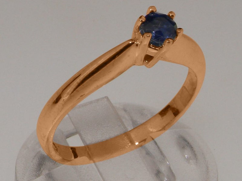 Rose Gold Natural Sapphire Womens Solitaire Ring - Full 18ct Gold UK Hallmark Carousel 1
