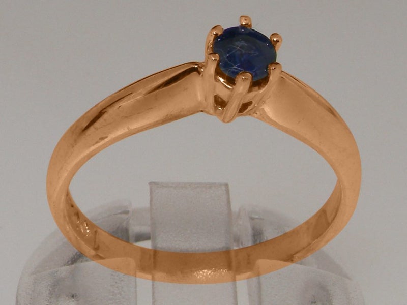 Rose Gold Natural Sapphire Womens Solitaire Ring - Full 18ct Gold UK Hallmark Carousel 2