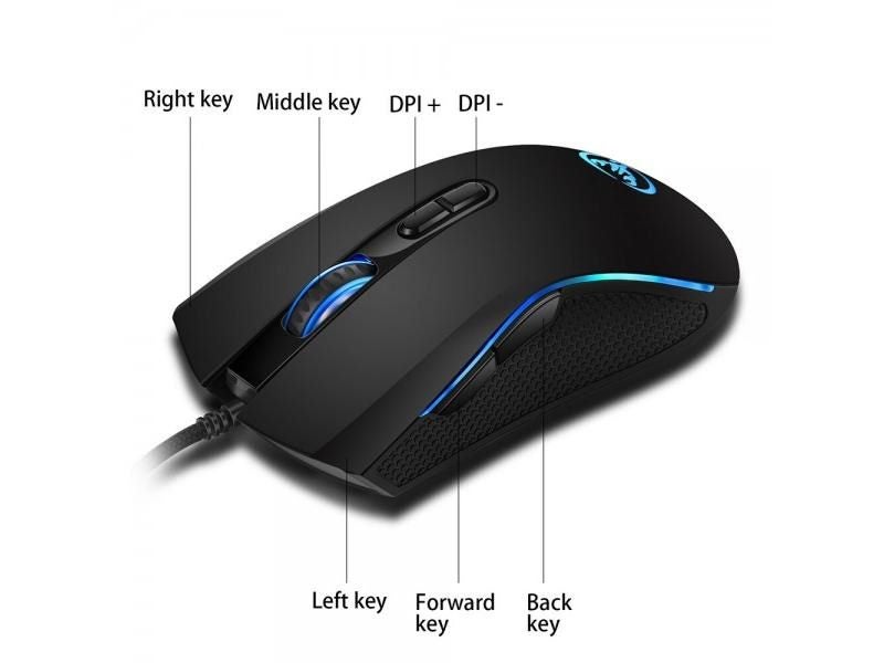 HXSJ A869 Wired Gaming Mouse 7 Buttons 3200DPI 7 Colors LED USB Carousel 1
