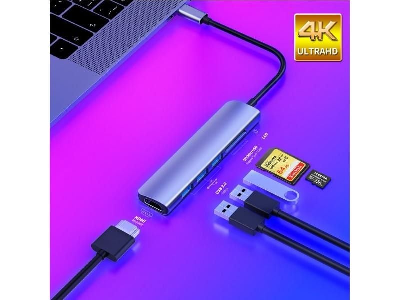 USB 3.1 Type-C Hub To HDMI Adapter 4K Thunderbolt 3 USB C Hub With Hub 3.0 TF Carousel 1