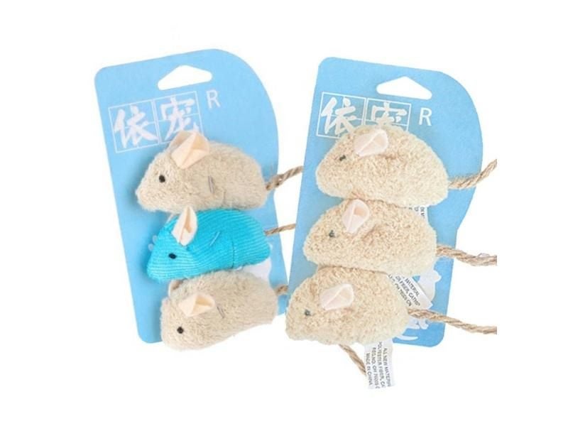 3pcs New Plush Mouse Cat Toy Scratch Bite Resistant Interactive For Cat Kitten Carousel 2