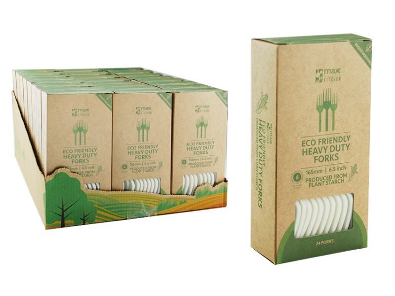 ECO Compostable Forks - MC PSM 17cm (24 Packs) Carousel 1