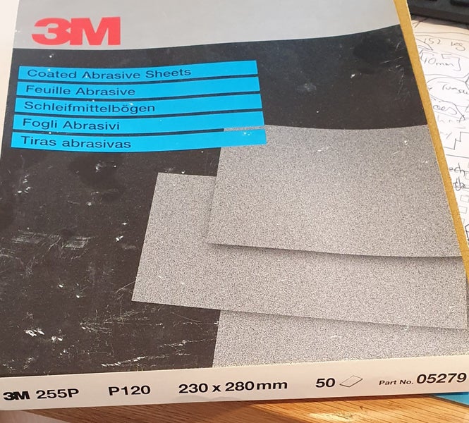 3M 255P, coated abrasive sheet, P120, 49 sheets Carousel 1