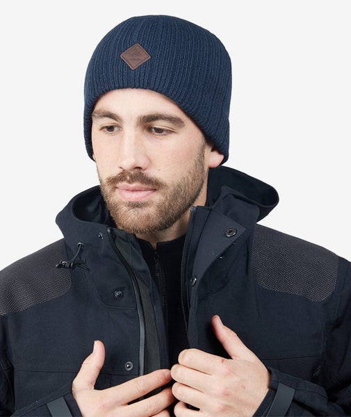 Swanndri Hagley Leather Patch Beanie - Navy Carousel 1