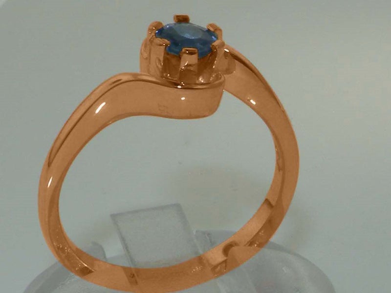 Rose Gold Natural Sapphire Womens Solitaire Ring - Full 14ct Gold UK Hallmark Carousel 1