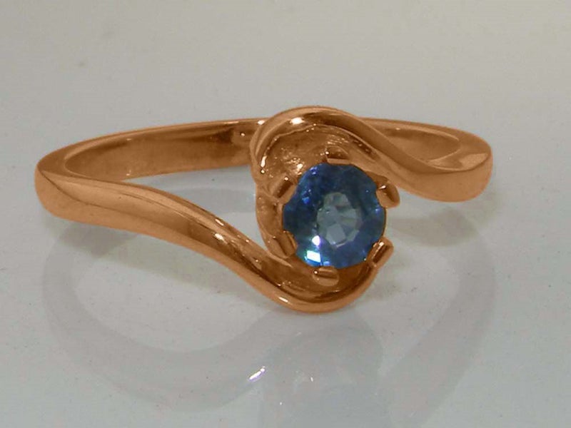 Rose Gold Natural Sapphire Womens Solitaire Ring - Full 14ct Gold UK Hallmark Carousel 2