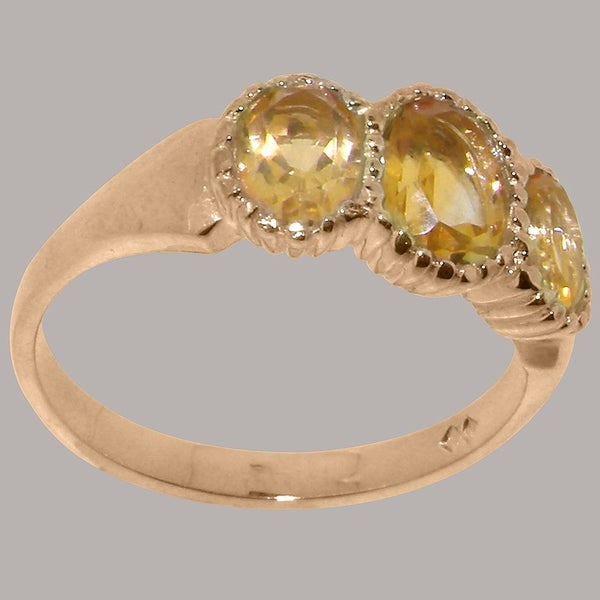 Rose Gold Natural Citrine Womens Trilogy Ring - Full 18ct Gold UK Hallmark Carousel 2