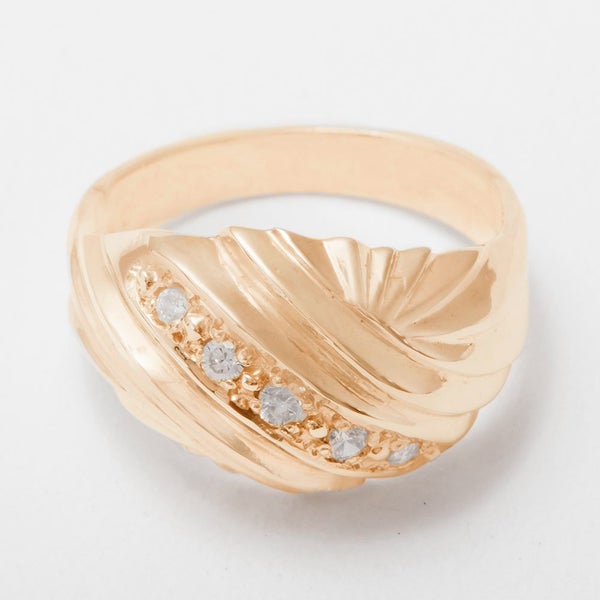 Rose Gold Natural Diamond Womens Band Ring - Full 14ct Gold UK Hallmark Carousel 2