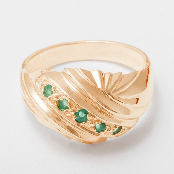 Rose Gold Natural Emerald Womens Band Ring - Full 14ct Gold UK Hallmark Carousel 2