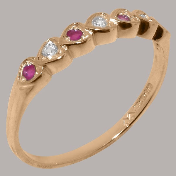 Rose Gold Synthetic Cubic Zirconia & Ruby Eternity Ring - Full UK Hallmark Carousel 1