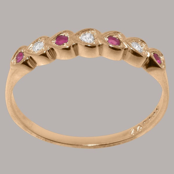 Rose Gold Synthetic Cubic Zirconia & Ruby Eternity Ring - Full UK Hallmark Carousel 2